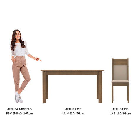 Combo Comedor y Sillas Cali Marron y Crema 136x76cm de 4 Puestos - Comedores | Bylmo