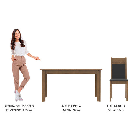 Combo Comedor y Sillas Cali Marron y Negro 136x76cm de 4 Puestos - Comedores | Bylmo