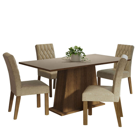 Combo Comedor y Sillas Ashley Marron 160x79cm de 4 Puestos - Comedores | Bylmo