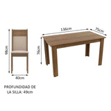 Combo Comedor y Sillas Medelin Marron 136x76cm de 6 Puestos - Comedores | Bylmo