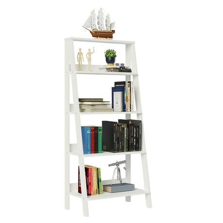 Estantería Ellie Blanco 61x140cm en Escalera con Cinco Entrepaños - Bibliotecas y Estanterías | Bylmo