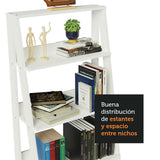 Estantería Ellie Blanco 61x140cm en Escalera con Cinco Entrepaños - Bibliotecas y Estanterías | Bylmo