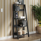 Estantería Ellie Negro 61x140cm en Escalera con Cinco Entrepaños - Bibliotecas y Estanterías | Bylmo