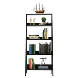 Estantería Ellie Negro 61x140cm en Escalera con Cinco Entrepaños - Bibliotecas y Estanterías | Bylmo