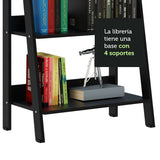 Estantería Ellie Negro 61x140cm en Escalera con Cinco Entrepaños - Bibliotecas y Estanterías | Bylmo