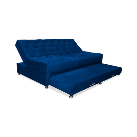 Sofacama Bachmann Azul Petróleo 190x95cm de Tres Puestos Reclinable - Sofas y Poltronas | Bylmo