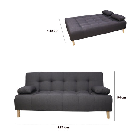 Sofacama Egli Gris 180x94cm de Tres Puestos Reclinable - Sofas y Poltronas | Bylmo