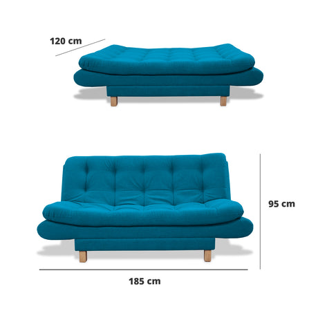 Sofacama Lehmann Turquesa 175x90cm de Tres Puestos Reclinable - Sofas y Poltronas | Bylmo
