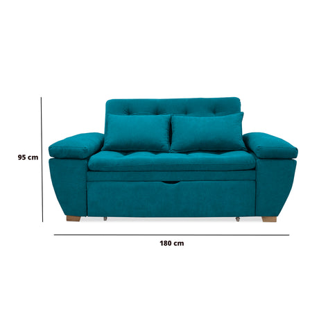 Sofacama Tobler Turquesa 180x95cm de Dos Puestos Reclinable - Sofas y Poltronas | Bylmo