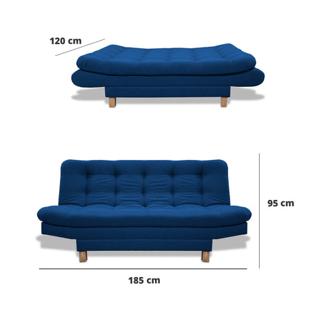 Sofacama Widmer Azul Petróleo 185x90cm de Tres Puestos Reclinable - Sofas y Poltronas | Bylmo