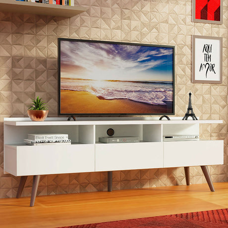 Rack de TV Londres Blanco 160x58cm Para TV Hasta 65 Pulgadas - Muebles de TV | Bylmo