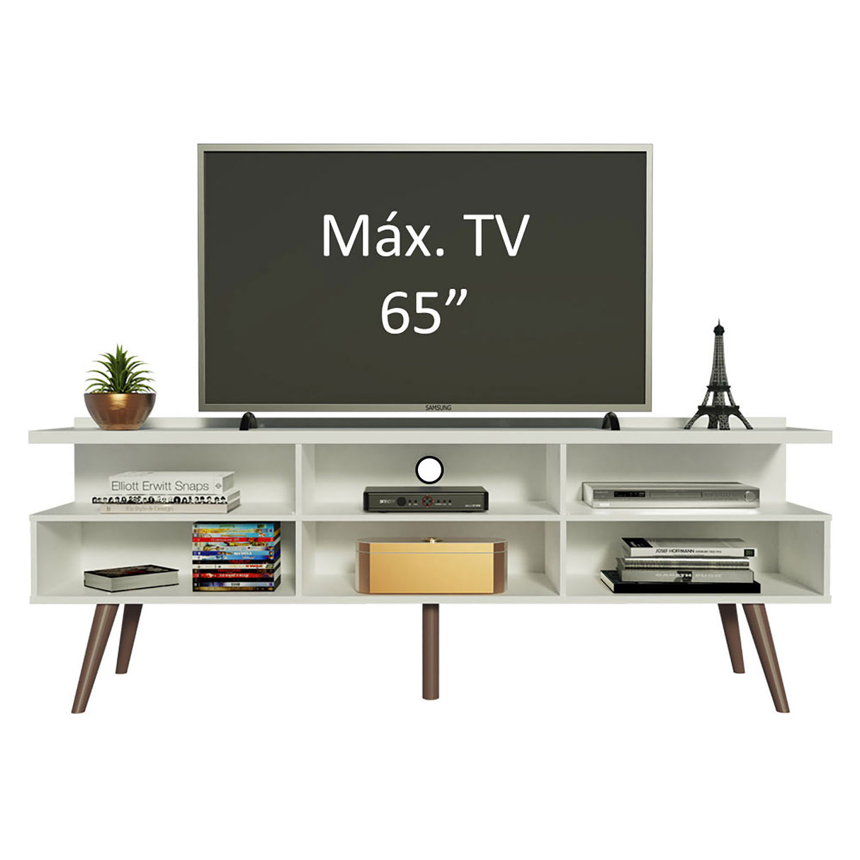 Rack de TV Londres Blanco 160x58cm Para TV Hasta 65 Pulgadas - Muebles de TV | Bylmo