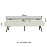 Rack de TV Londres Blanco 160x58cm Para TV Hasta 65 Pulgadas - Muebles de TV | Bylmo