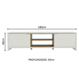 Rack de TV Metz Blanco 180x48cm Para TV Hasta 75 Pulgadas - Muebles de TV | Bylmo