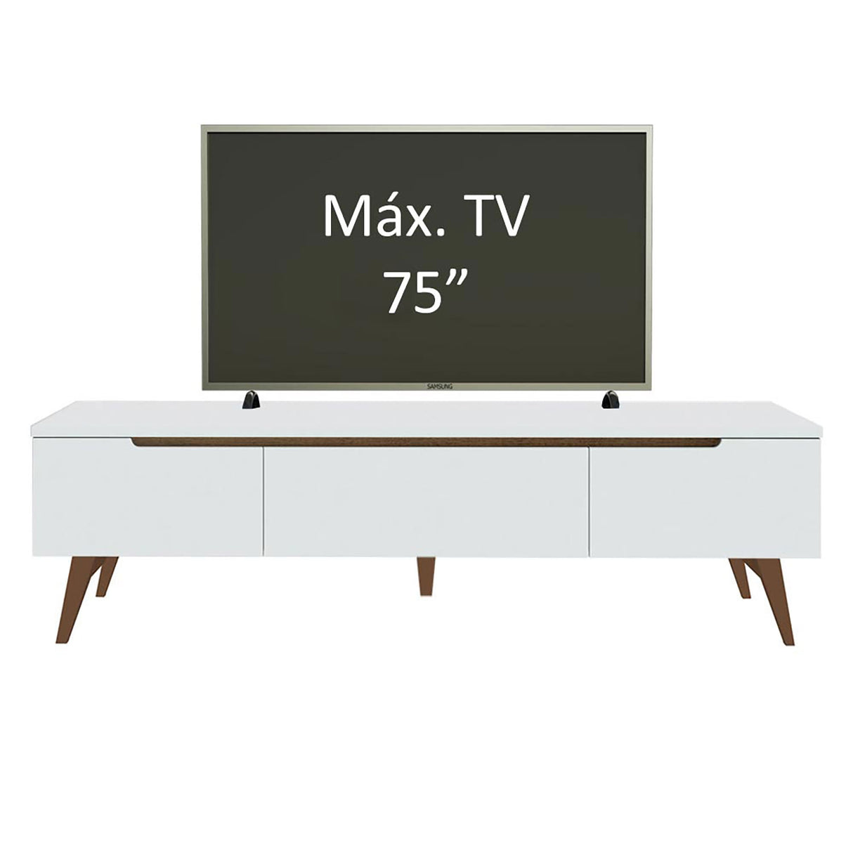 Rack de TV Reims Blanco 180x50cm Para TV Hasta 75 Pulgadas - Muebles de TV | Bylmo