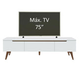 Rack de TV Reims Blanco 180x50cm Para TV Hasta 75 Pulgadas - Muebles de TV | Bylmo