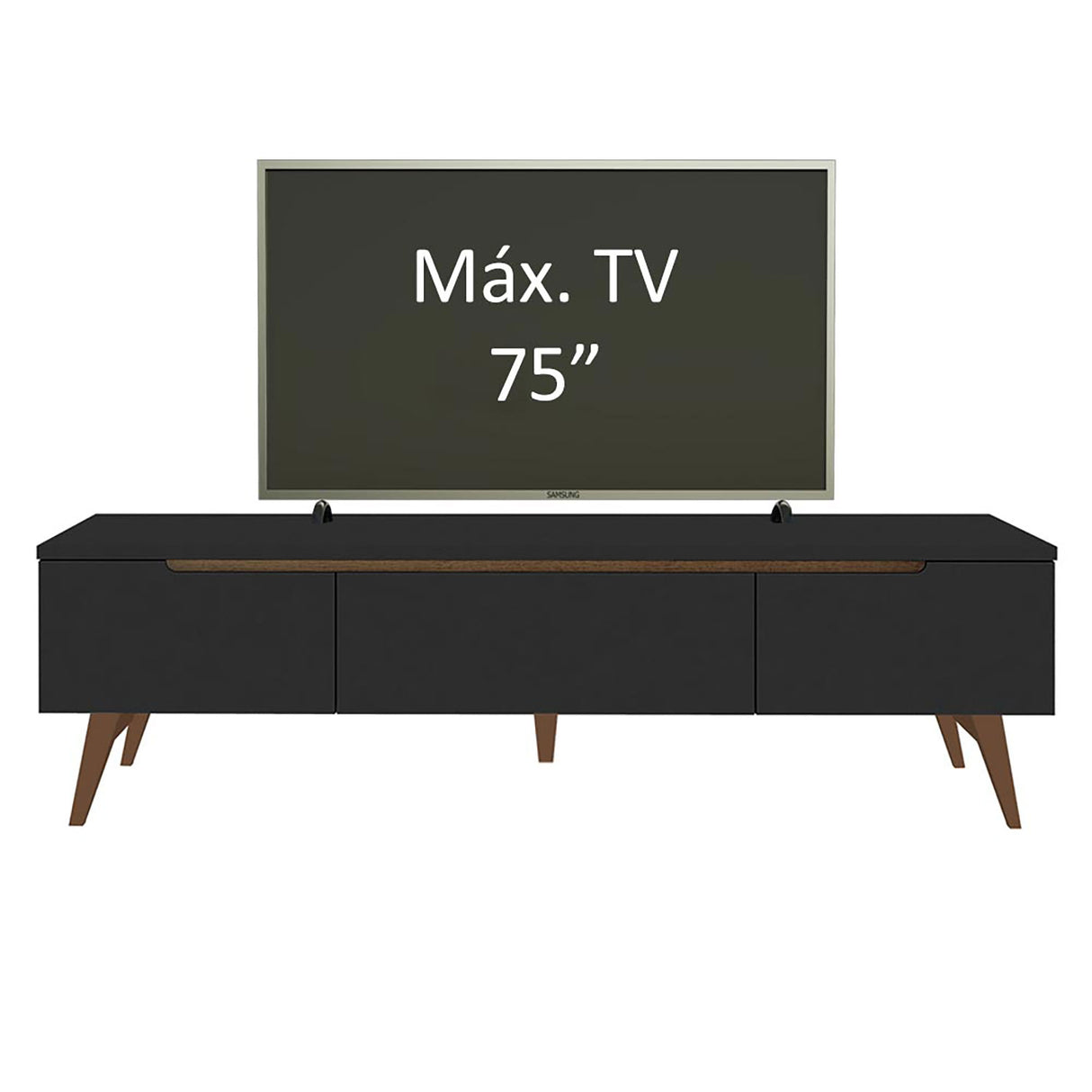 Rack de TV Reims Negro 180x50cm Para TV Hasta 75 Pulgadas - Muebles de TV | Bylmo