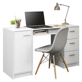 Mesa de Computador Alaska Blanco 136x77cm con Tres Cajones - Escritorios | Bylmo