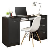 Mesa de Computador Alaska Negro 136x77cm con Tres Cajones - Escritorios | Bylmo