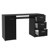 Mesa de Computador Alaska Negro 136x77cm con Tres Cajones - Escritorios | Bylmo