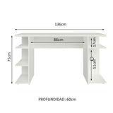 Escritorio Gamer Alaska B Blanco 136x75cm Sin Cajones - Escritorios | Bylmo