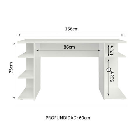 Escritorio Gamer Alaska B Blanco 136x75cm Sin Cajones - Escritorios | Bylmo