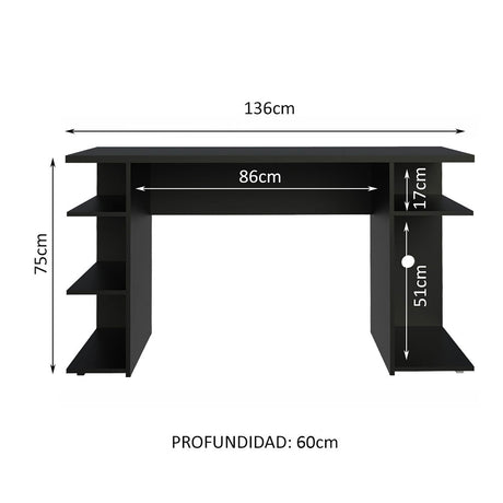 Escritorio Gamer Alaska GN Negro 136x75cm Sin Cajones - Escritorios | Bylmo