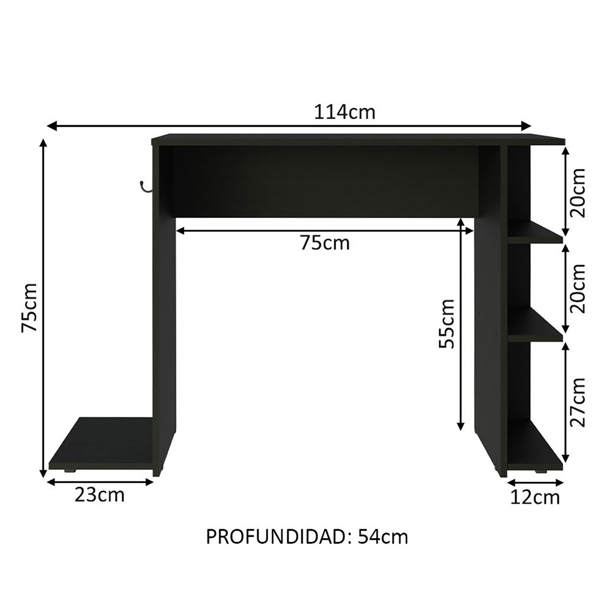 Escritorio Gamer Alaska P Negro 114x75cm Sin Cajones - Escritorios | Bylmo