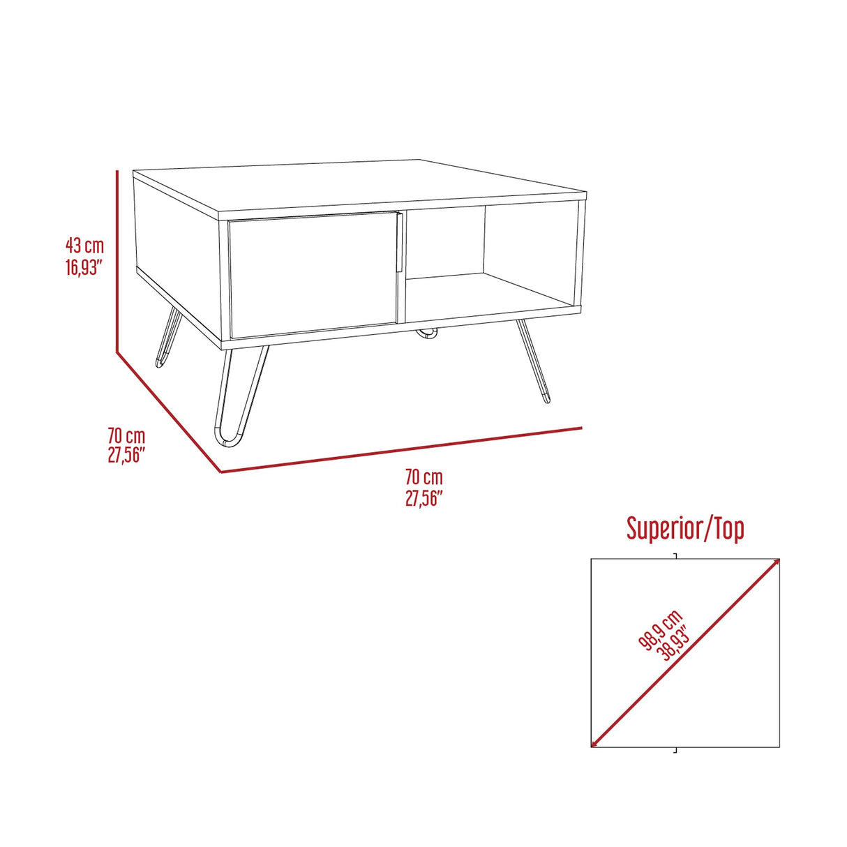 Mesa de Centro Borealis Carbón y Ceniza 70x43cm Rectangular - Mesas de Centro | Bylmo