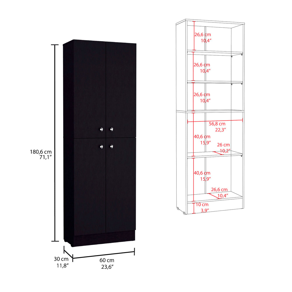 Alacena Lynch Wengue 60x180.6cm de Piso - Alacenas y Muebles Microondas | Bylmo