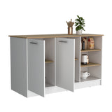 Isla de Cocina Ginger Fresno Europeo 150x90.6cm de Piso - Alacenas y Muebles Microondas | Bylmo