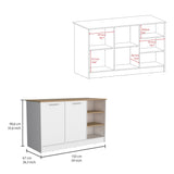 Isla de Cocina Ginger Fresno Europeo 150x90.6cm de Piso - Alacenas y Muebles Microondas | Bylmo