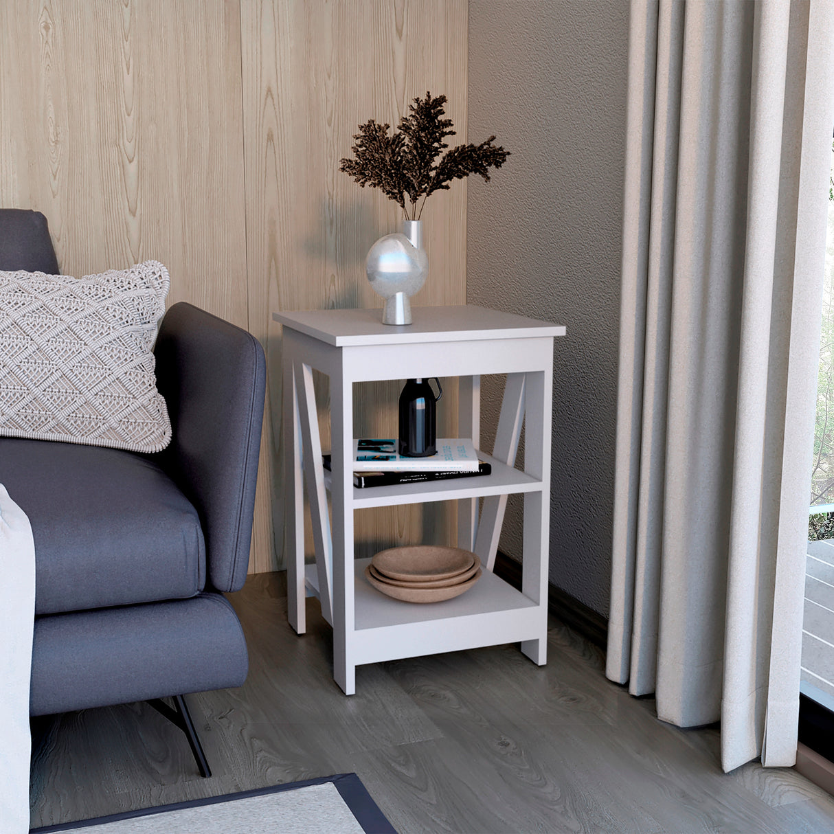 Mesa Auxiliar Taylor Blanco 40x60.6cm Rectangular con Patas - Mesas Auxiliares | Bylmo
