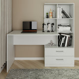Escritorio con Biblioteca Poli Blanco 138x137.7cm con Dos Cajones - Escritorios | Bylmo