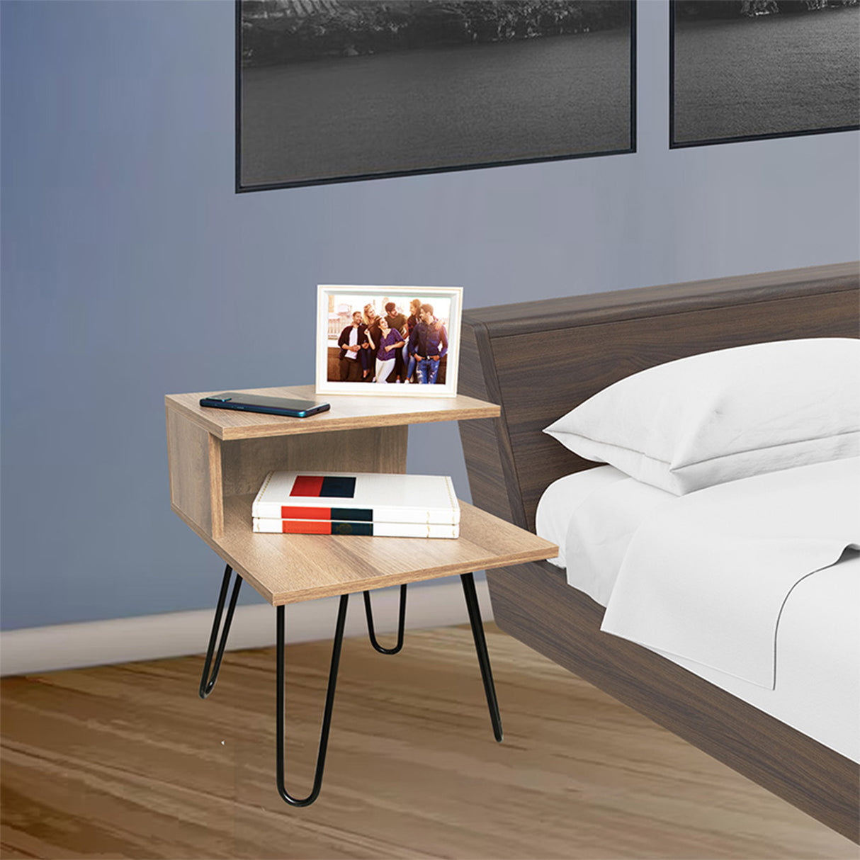 Mesa de Noche Montevideo Beige 40x50cm Con Patas - Mesas de Noche | Bylmo