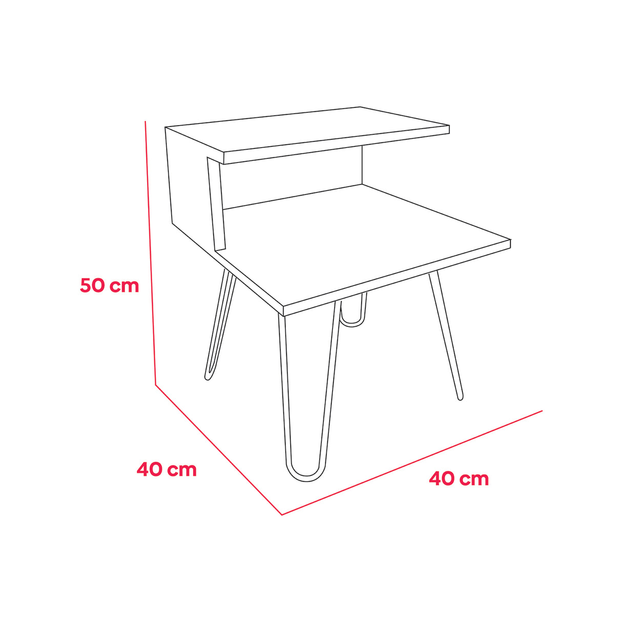 Mesa de Noche Montevideo Beige 40x50cm Con Patas - Mesas de Noche | Bylmo