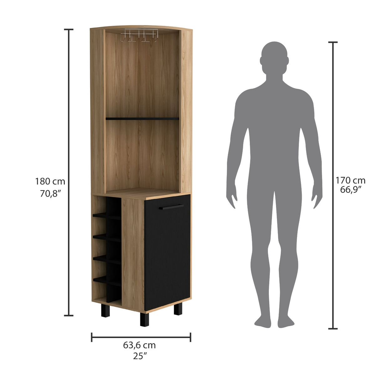 Bar Esquinero Kaia Fresno Europeo 45x180cm con Patas - Bares | Bylmo
