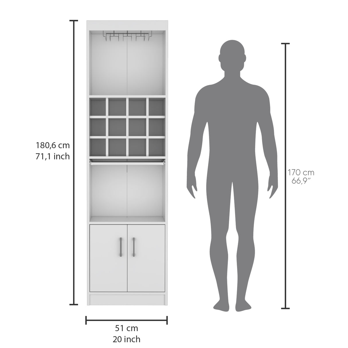 Bar Alto Kevil Blanco 51x180.6cm de Piso - Bares | Bylmo