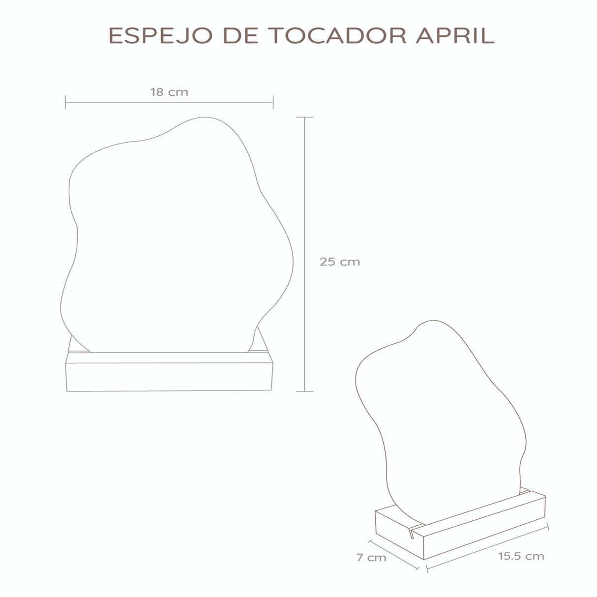 Espejo April 25x18cm Asimétrico Con Base En Madera - Espejos Decorativos | Bylmo