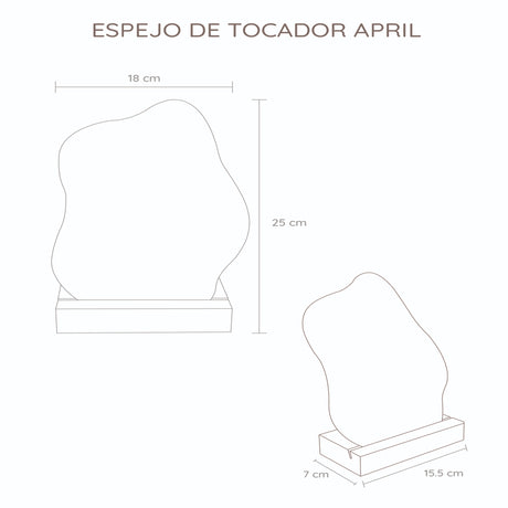 Espejo April 25x18cm Asimétrico Con Base En Madera - Espejos Decorativos | Bylmo