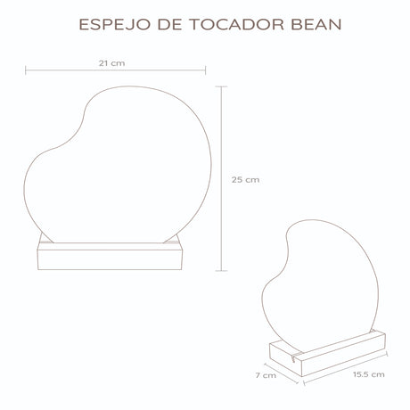 Espejo Bean 25x21cm Asimétrico Con Base En Madera - Espejos Decorativos | Bylmo