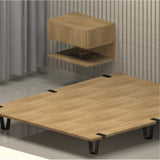 Base Cama Rebecca Madera Clara Natural 160x197cm Para Colchón Queen 160 X 190 Cm - Camas | Bylmo