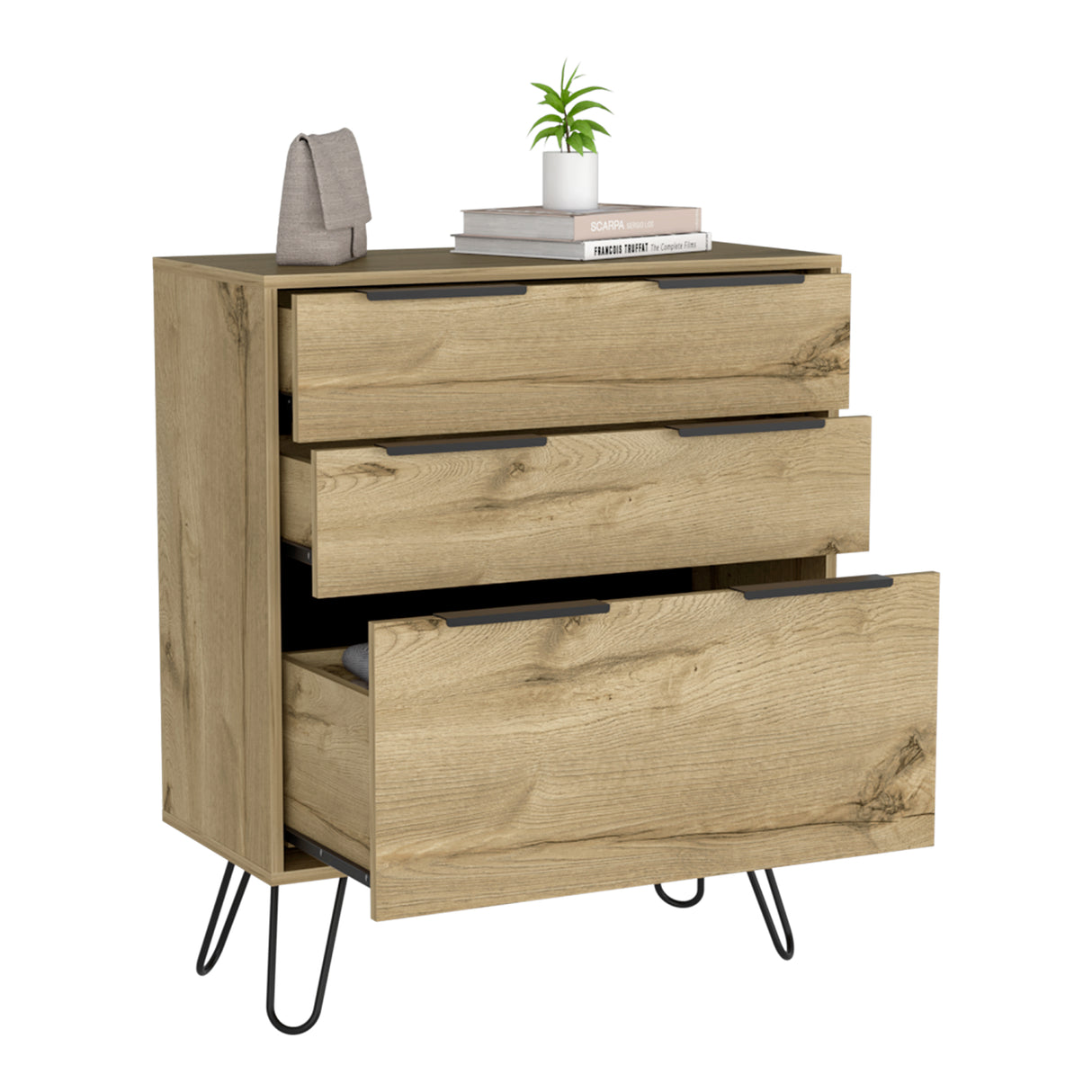 Cómoda Concepto D Duna 76.5x93cm Con Patas y Tres Cajones - Cajoneras y Comodas | Bylmo
