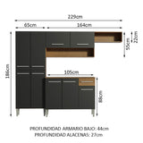 Cocina Integral Emilly Top Marron y Negro 229x186cm con Mesón de Madera - Cocinas | Bylmo