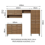 Cocina Integral Emilly Pop Marron 229x186cm con Mesón - Cocinas | Bylmo