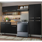 Cocina Integral Emilly Pop Marron y Negro 229x186cm con Mesón de Madera - Cocinas | Bylmo