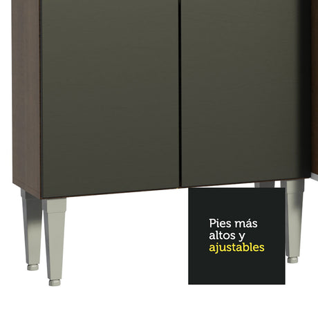 Cocina Integral Emilly Pop Marron y Negro 229x186cm con Mesón de Madera - Cocinas | Bylmo