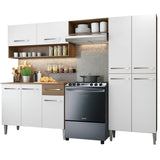 Cocina Integral Emilly Pop Marron y Blanco 229x186cm con Mesón de Madera - Cocinas | Bylmo