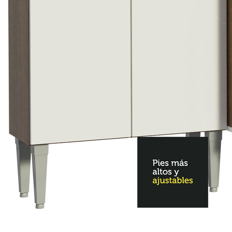 Cocina Integral Emilly Pop Marron y Blanco 229x186cm con Mesón de Madera - Cocinas | Bylmo
