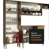Cocina Integral Emilly Pop Marron y Blanco 229x186cm con Mesón de Madera - Cocinas | Bylmo